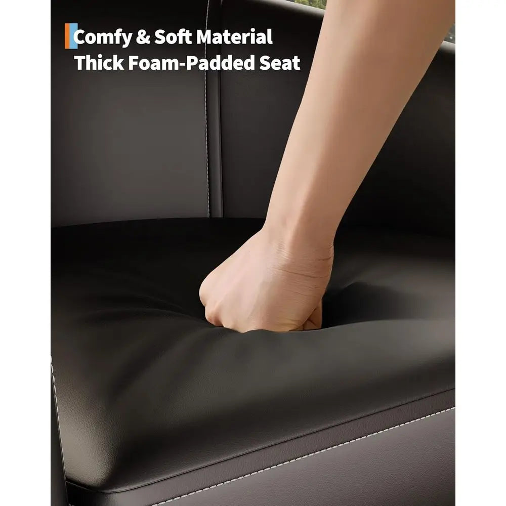 Leather-Clad Club Chairs with Padded Seats for Living Rooms, Bedrooms, and Waiting Areas in Black