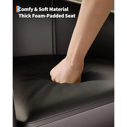 Leather-Clad Club Chairs with Padded Seats for Living Rooms, Bedrooms, and Waiting Areas in Black