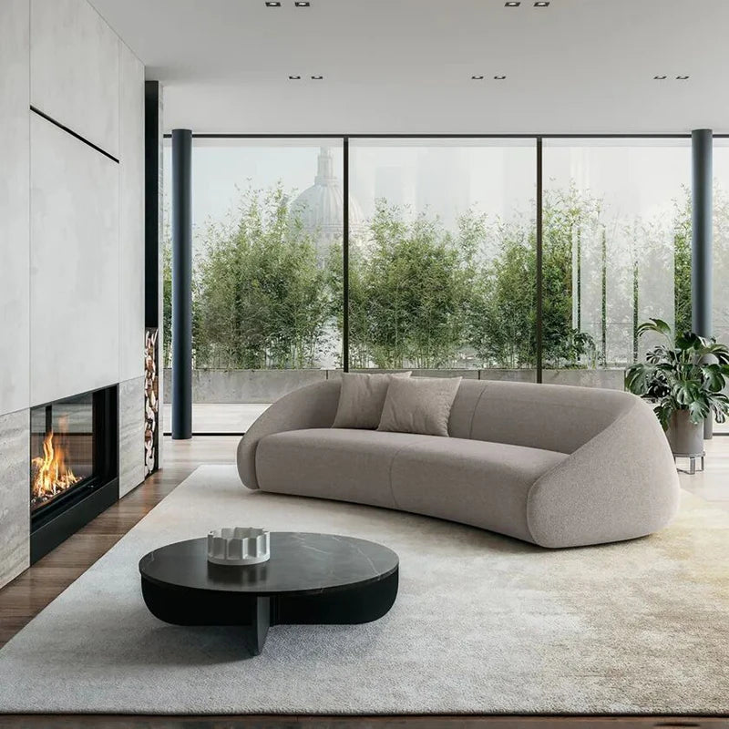 Italian minimalist large curved sofa living room small apartment light luxury designer fabric sofa