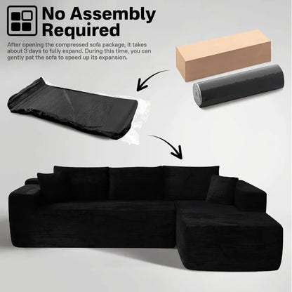 l-shaped cloudy sectional sofa for living room: pre-assembled, modular design with plush comfort and deep seating