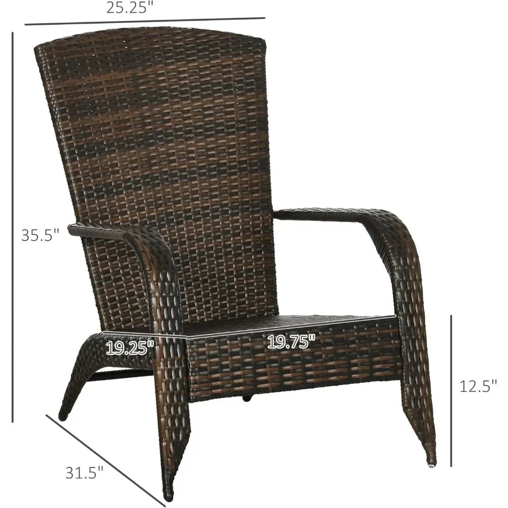 v Outdoor Chair, Rattan Fire Pit Chairs with Soft Cushions, Curved Backrest and Armrests, Outdoor Chair