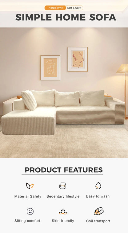 L-Shaped Sectional Couches for Living Room with Memory Foam, No Assembly Convertible Sofa Bed, Corduroy Fabric Customized