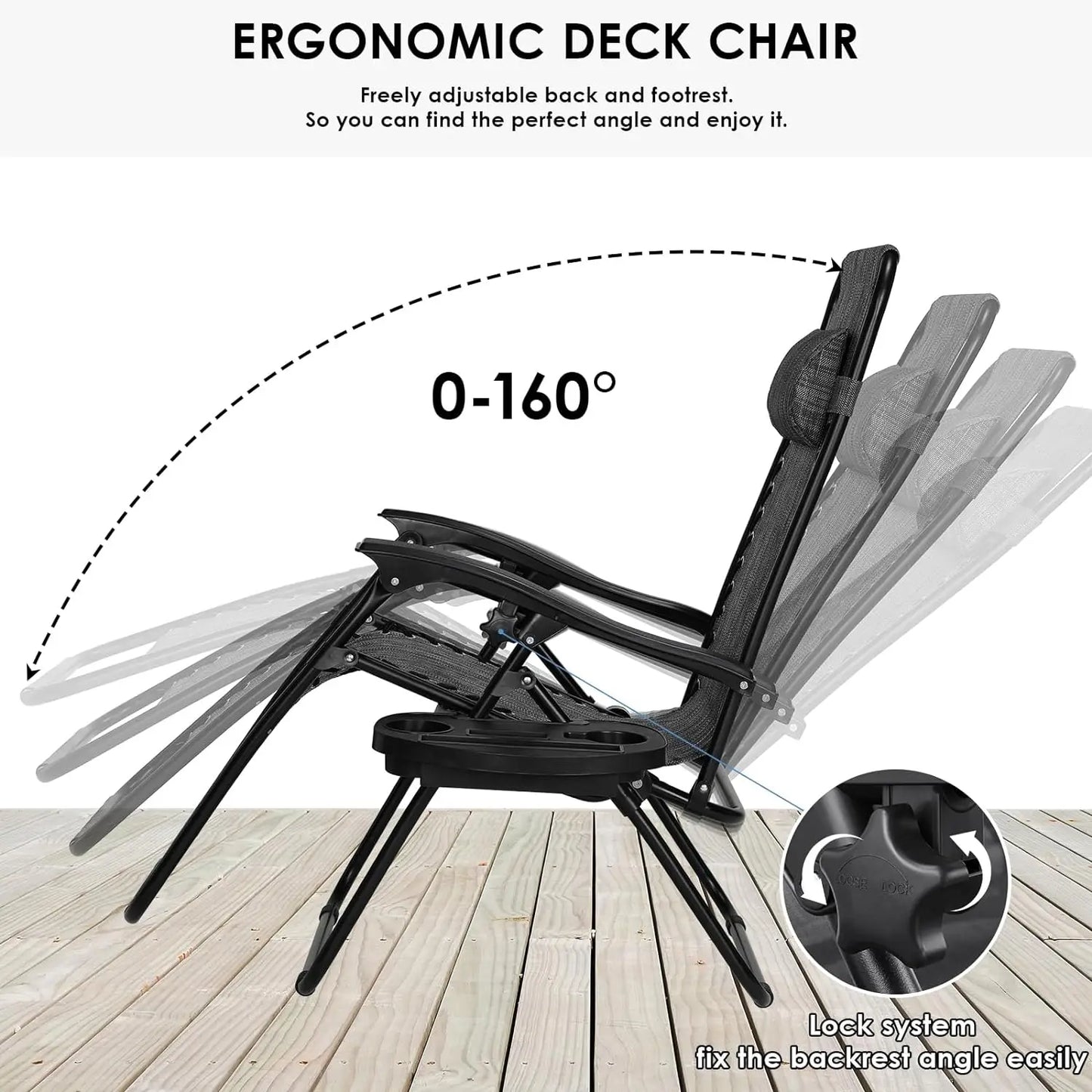 Homfa Garden Sun Lounger Set with Table Folding Adjustable Zero Gravity Recliner Chair Seat Indoor/Outdoor