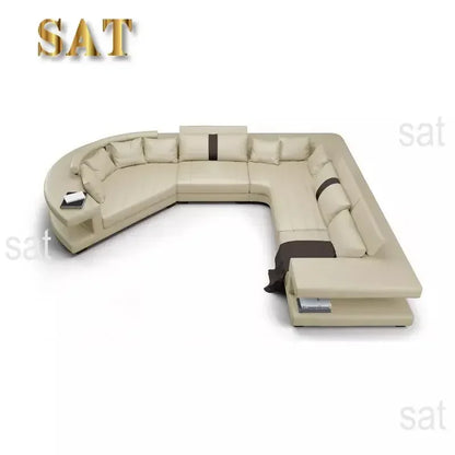 New Arrival Modern Living Room Leather Sofa, Lounge Chair, Living Room Designer Combination Sofa, U-shaped Sofa, Luxury Leather