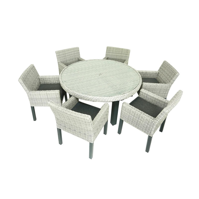 Outdoor Luxury Garden  Rattan Dining Set Patio Garden Adjustable Leisure Cylinder Chair and Table Dining Set