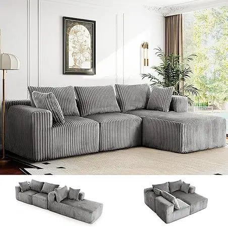 Customizable Shaped Modular Sectional Sofa, No Assembly Boneless Compression Memory Foam Cloud Couch with Sleeper