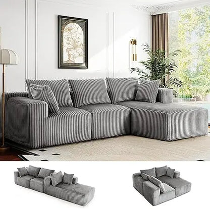 Customizable Shaped Modular Sectional Sofa, No Assembly Boneless Compression Memory Foam Cloud Couch with Sleeper