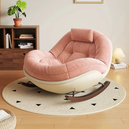 Modern Teddy Fleece Rocking Chair Upholstered Leisure Rocker Lounge Chair For Living Room Bedroom Balcony