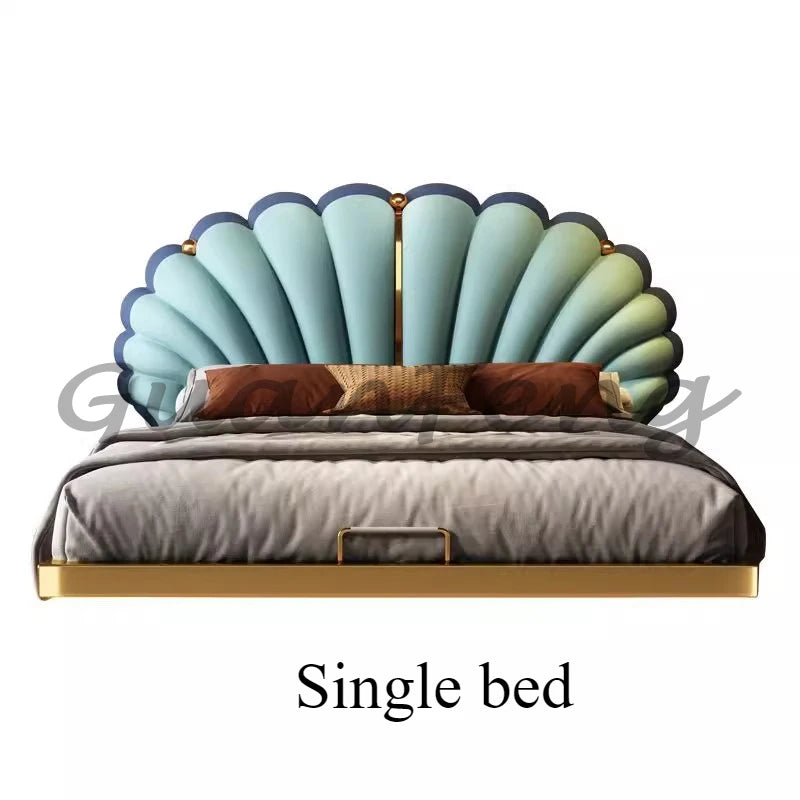 Floating Princess Bed European Genuine Leather Vintage Solid Wood Bed Light Luxury High Quality Cama De Casal Bedroom Furniture