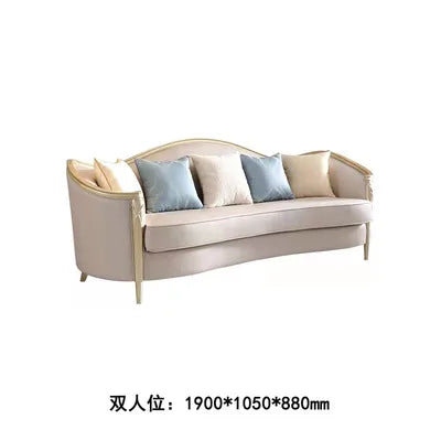 New American light luxury living room solid wood sofa coffee table combination European modern simple leather sofa model house