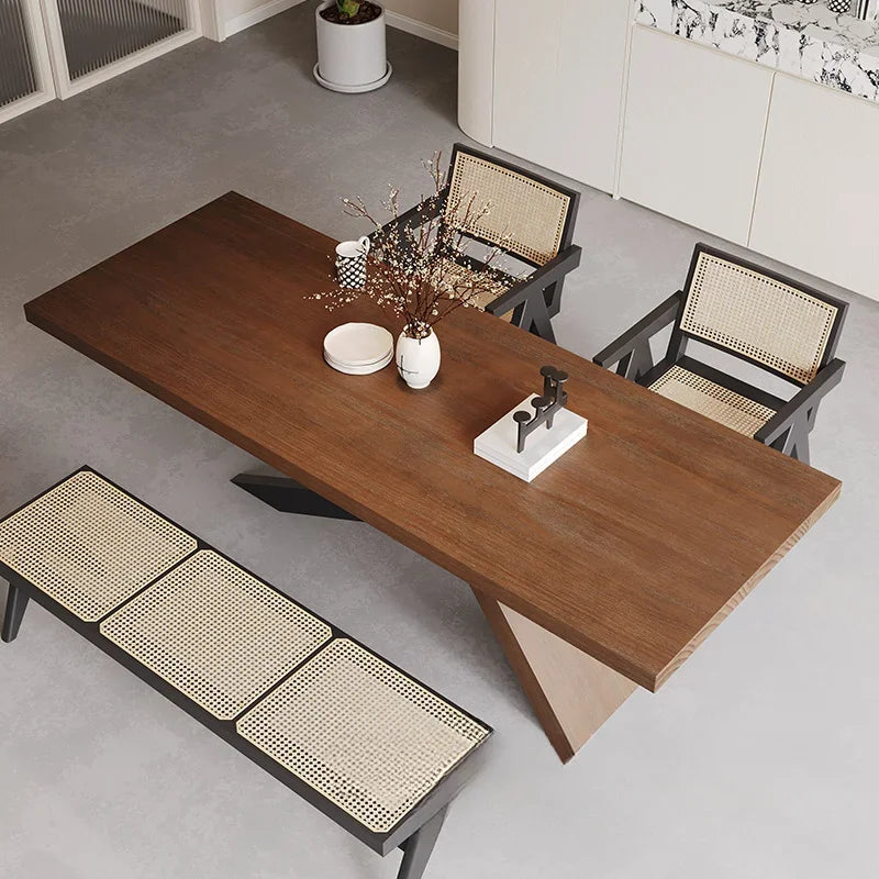 Nordic designer medium antique solid wood dining table, wabi-sabi wind home rectangular desk, living room eating table