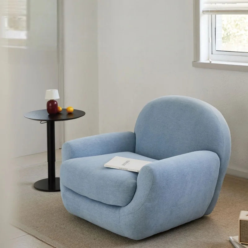 Cream Fabric Lazy Sofa Single Seater Armchair Comfort Accent Furniture for Living Room Bedroom