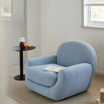 Cream Fabric Lazy Sofa Single Seater Armchair Comfort Accent Furniture for Living Room Bedroom