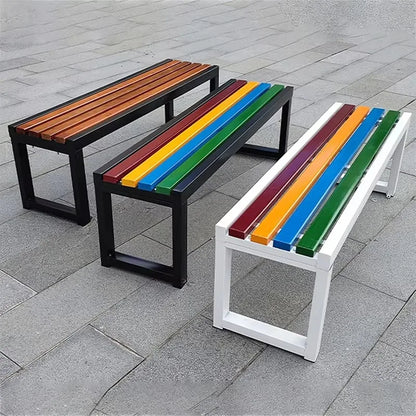 Banc de jardin en bois en métal résistant aux intempéries, banc de pelouse de Patio de parc, siège extérieur en acier