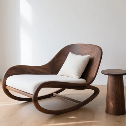 Song-style aesthetics high-end custom black walnut rocking chair casual designer high-end custom furniture of the same nap chair