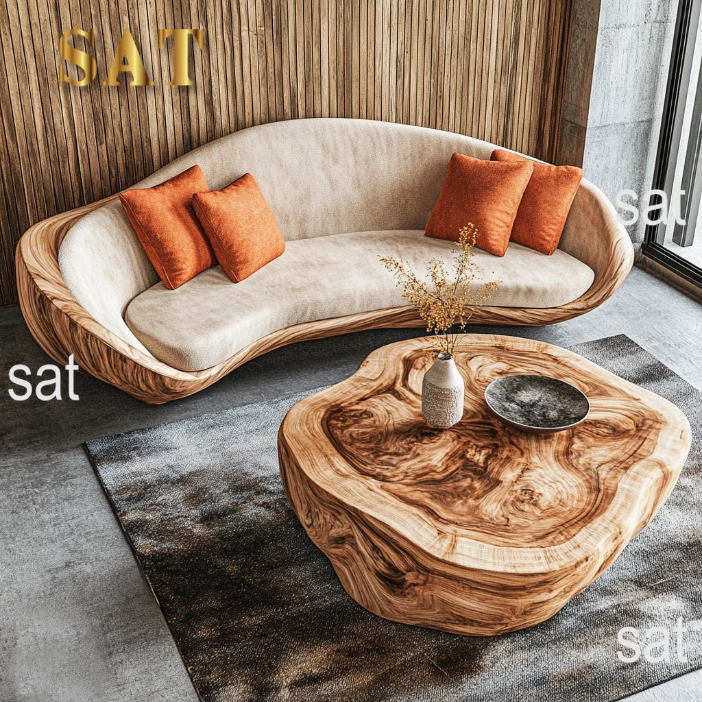 yi-Modern Convertible Double Sofa Wood Frame Upholstered Customized Villa Home Furniture Interior Decoration#