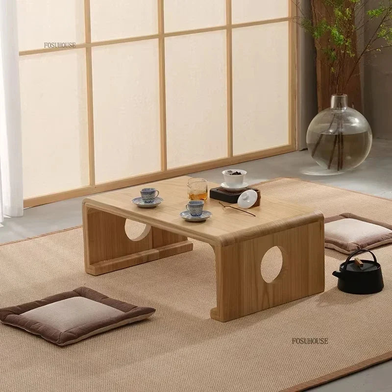 European Solid Wood Coffee Table Home Balcony Window Small Table Light Luxury Minimalist Sofa Side Table Living Room Furniture F