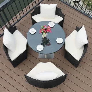 Outdoor leisure courtyard rattan chair five-piece combination outdoor villa open-air balcony creative storage home back chair