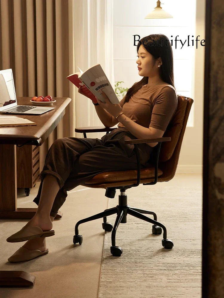 O Black Walnut Book Chair Computer Chair Ergonomic Office Book Chair Comfortable And Sedentary Backrest Lifting And Rotating