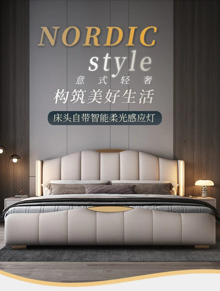 Luxury Frame Double Bed King Size Modern Living Room Frame Double Bed Queen Hotel Princess Cama De Casal Bedroom Furniture