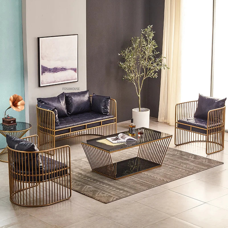 Living Room Furniture Bedroom Light Luxury Minimalist Single Sofa Chair Lounge Chair Nordic Wrought Iron Living Room Chairs