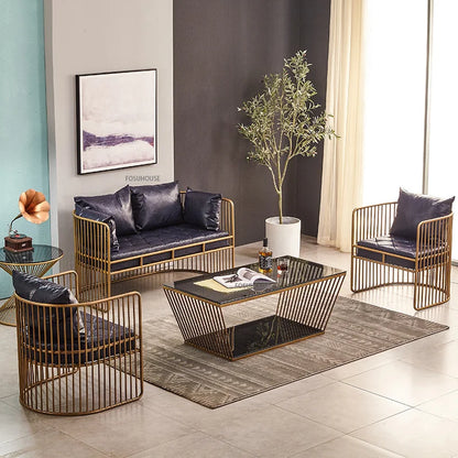 Living Room Furniture Bedroom Light Luxury Minimalist Single Sofa Chair Lounge Chair Nordic Wrought Iron Living Room Chairs