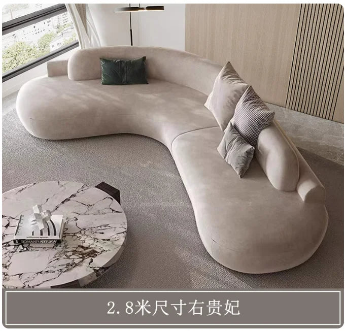 Customizable Italian Minimalist Arc Sofa - Modern Luxury Designer Fabric Sectional for Model Homes