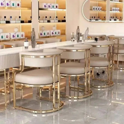 Luxury Dining Chairs Hotel Sales Office Receives Mahjong Sofa Chairs To Discuss Makeup Chairs in Nail Shops Velvet Bar Stool Hig