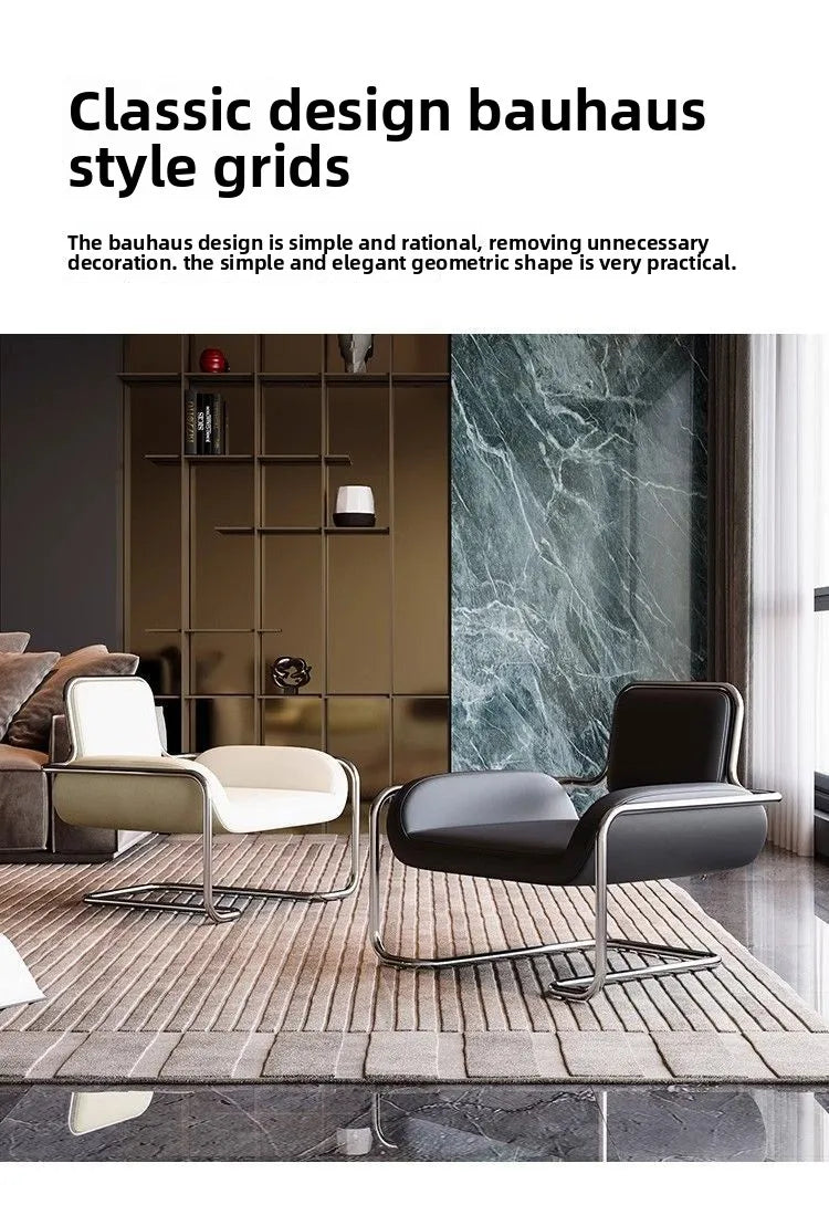 Nordic Designer Medieval Stainless Steel Light Luxury Minimalist Living Room Reception Leisure Single Chair Special-shaped Chair