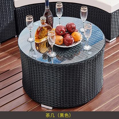 Customizable outdoor sofa villa garden courtyard circular curved rattan sofa coffee table combination outdoor leisure