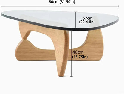 Table basse moderne en verre, 32,68" P x 22,44" L x 15,75" H, tables à thé rondes abstraites pour salon, maison, bureau, industriel