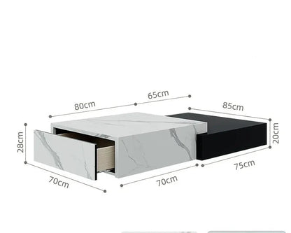 High-end rock slab coffee table Italian living room black and white contrasting color coffee table