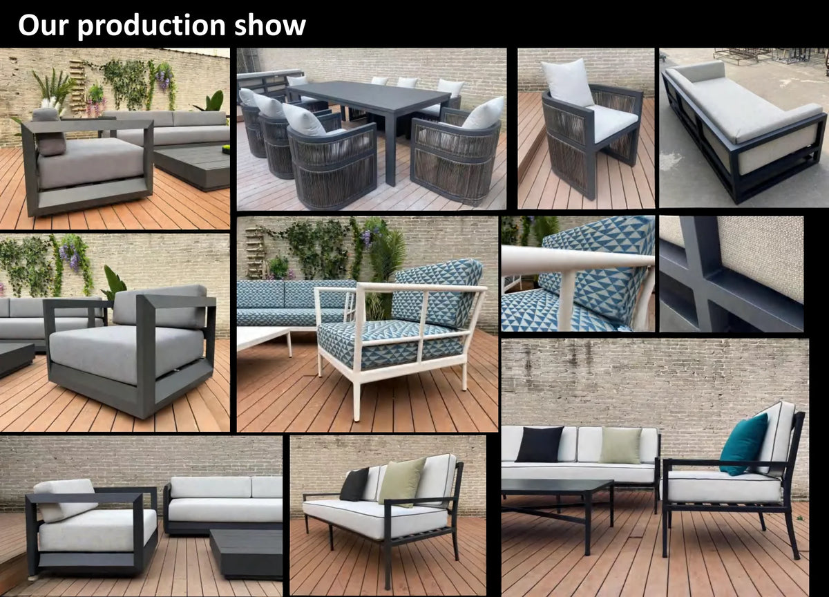 Luxury Garden Sofa Set Aluminum Outdoor Furniture Rattan Sofa Set Modern Cane Panel Back Patio Furniture