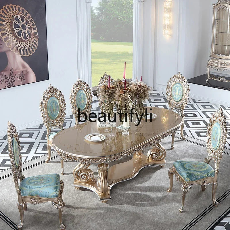 ssK178 A55 Palace French Rococo dining table and chair combination 1.9M European-style villa classical dining table luxury custo