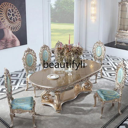 ssK178 A55 Palace French Rococo dining table and chair combination 1.9M European-style villa classical dining table luxury custo