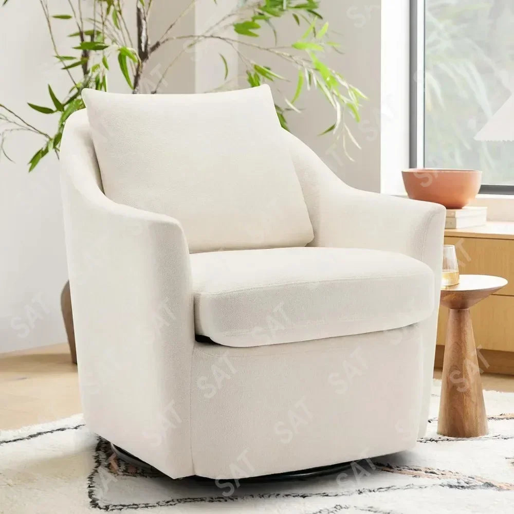 Linen Dining Chair with Casters Modern Storage Seat Design for Relaxing Upholstered Arm Chair, Single Sofa Chair