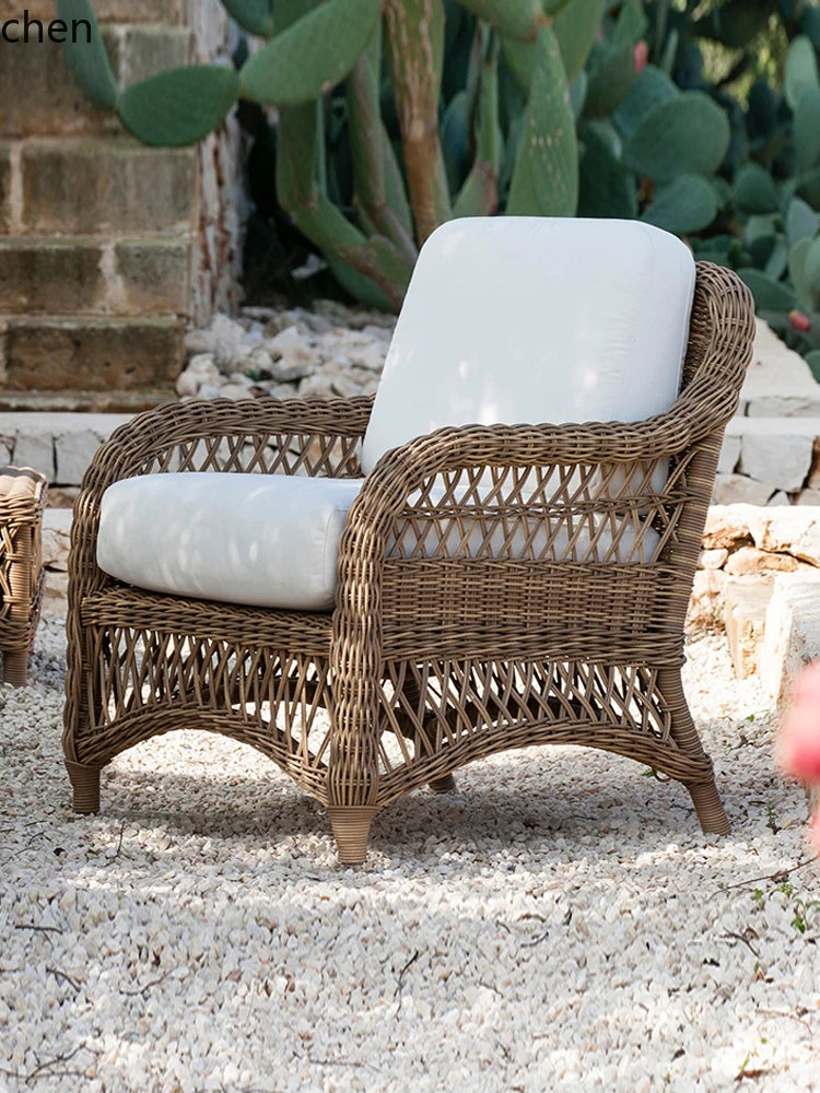 HXL outdoor sofa balcony rattan chair garden waterproof aluminum alloy outdoor terrace casual rattan sofa chair