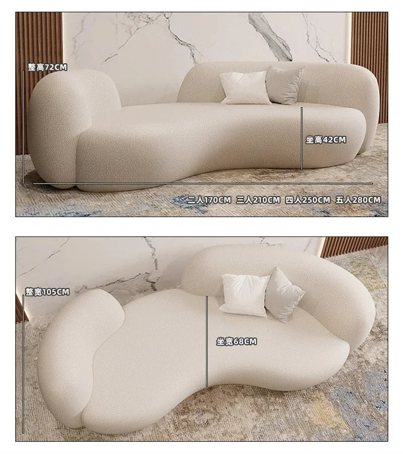 Nordic Simple Fabric Curved Living Room Sofas for Home Furniture Modern Luxury Lambswool Sofa Clothing Store Creative Sofa w