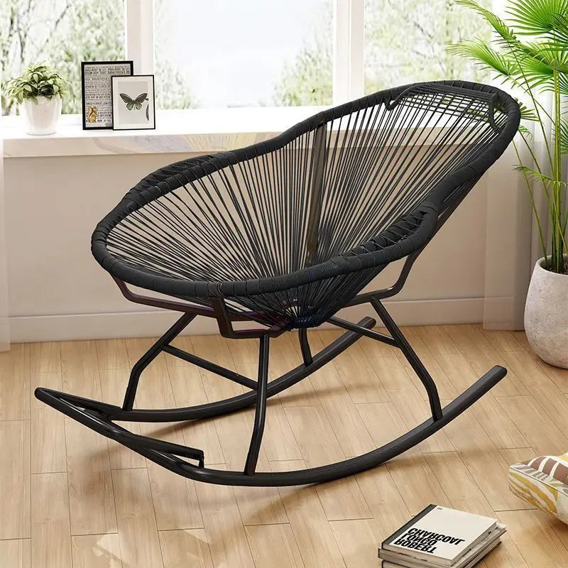 Outdoor courtyard rainbow rocking chair, household balcony rattan chair, casual nap rocking chair, bold and thicker
