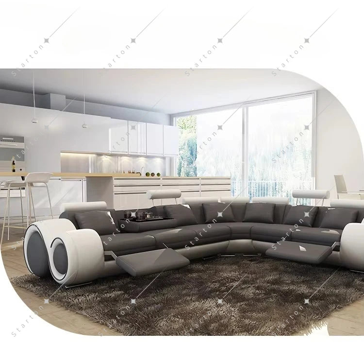 New Living Room Luxury Modern Couch Genuine Real Recliner Leather Sofa Set Indoor Sectional Furniture Leather Sofa