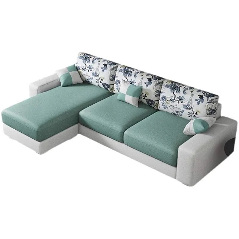Luxury Charging  Sofas Bed U Shaped Sectional Furniture 7 Seat Modern European Fabric Living Room Sofas Set