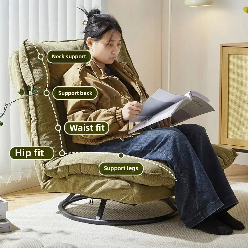 New Rotating Sofa Chair,adjustable Backrest Rotating Leisure Chair Swivel Chair Living Room Balcony Fabric Lazy Sofa
