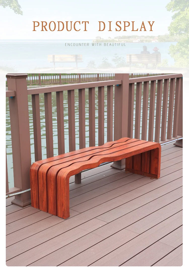 Banc extérieur d'acier galvanisé de Patio en bois de loisirs sièges en fer conception bancs de jardin de parc banc d'attente de jardin