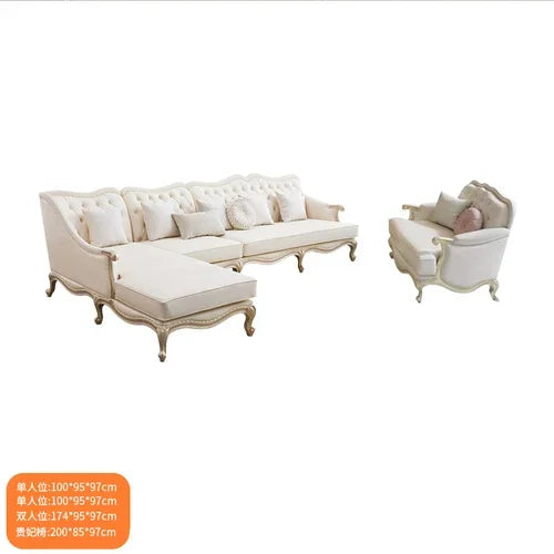Leather sofa combined living room size apartment Italian light luxury high-end luxury solid wood furniture