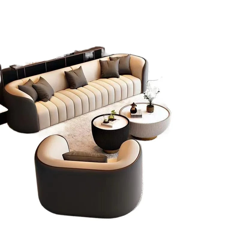 Canapé de luxe léger, petit appartement, salon, zone d'assise, réunion, invités, canapé à rangée droite