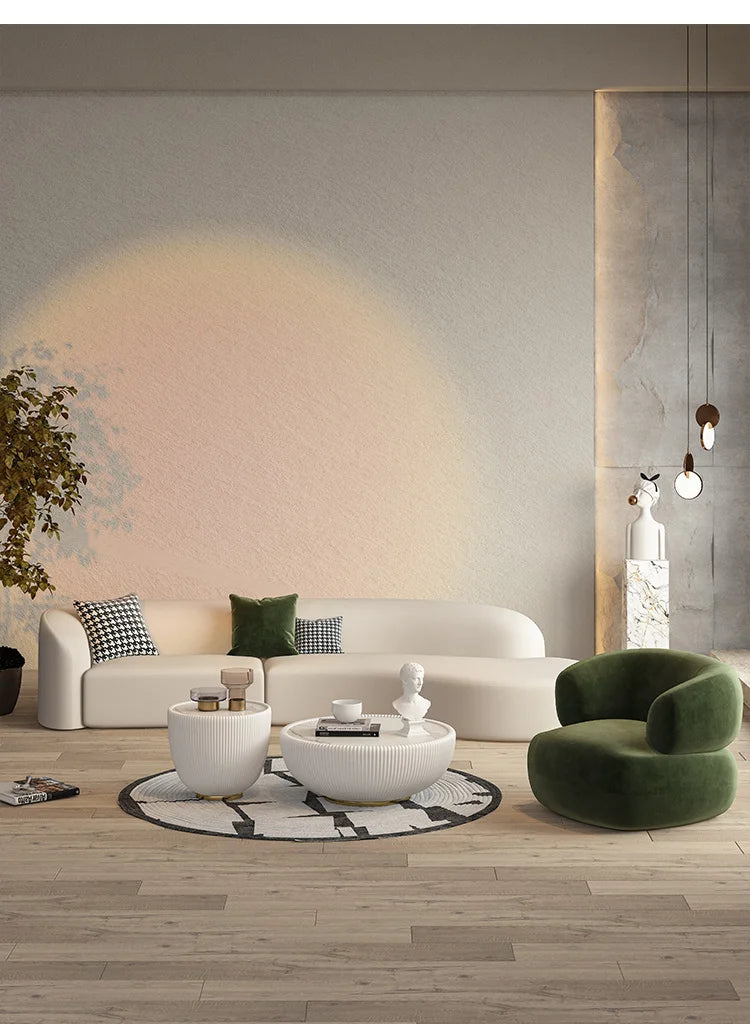 Canape Curved Sofa White Japandi Postmodern Elegantes Design 3 Seater Sofa Cloud European Sofa Lazy Divano Trendy Furniture