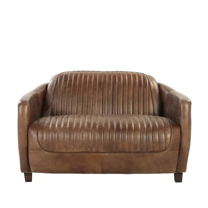 Retro Brown Leather & Aluminum Living Room Set