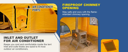129 Sq Ft Inflatable Camping Tent Easy Setup Waterproof Oxford Air Tent House with Pump 4 Season Family Glamping Tent