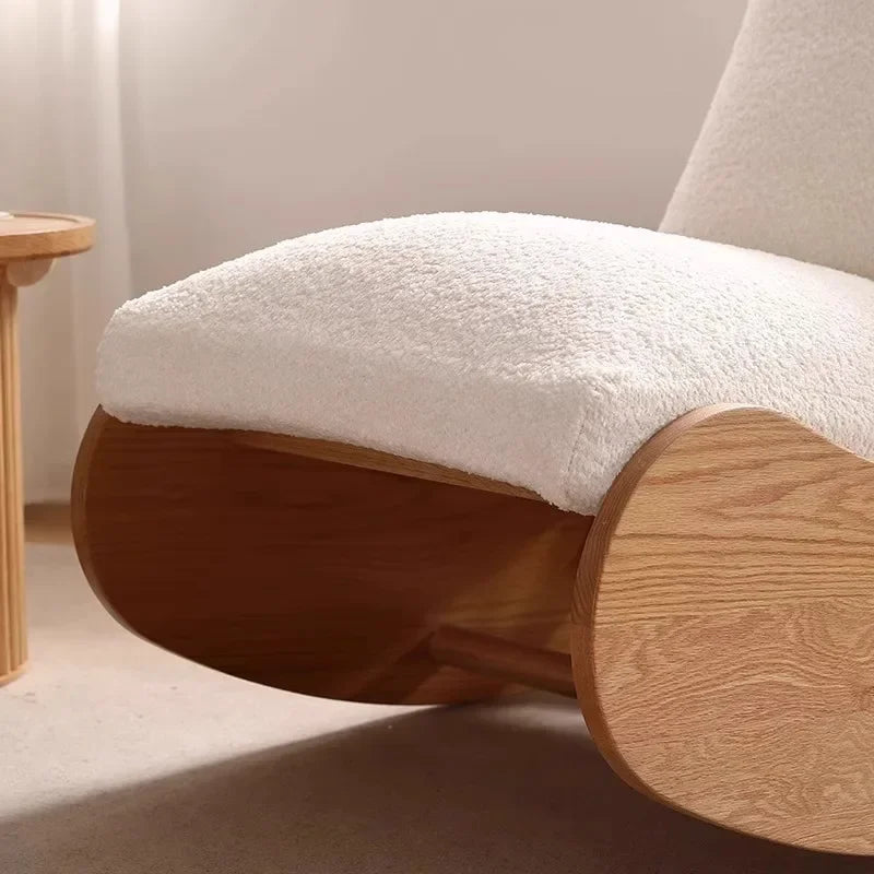Log wind small apartment living room lazy chair cream wind solid wood leisure chair
