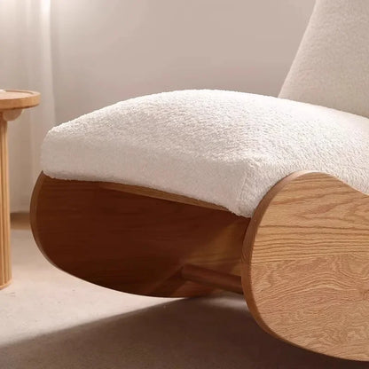 Log wind small apartment living room lazy chair cream wind solid wood leisure chair